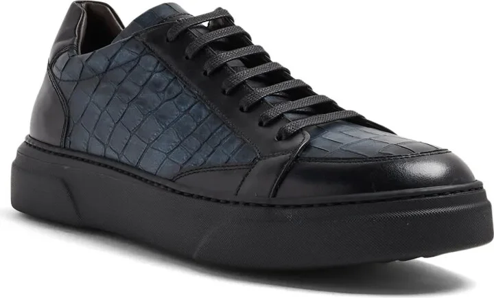Crocodile-Effect Leather Sneakers - Image 2