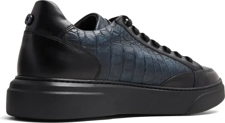 Crocodile-Effect Leather Sneakers - Image 3