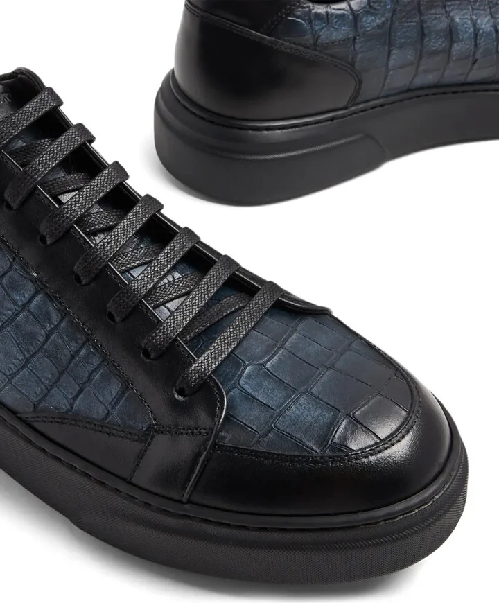 Crocodile-Effect Leather Sneakers - Image 4