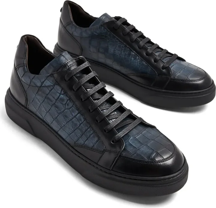 Crocodile-Effect Leather Sneakers - Image 5
