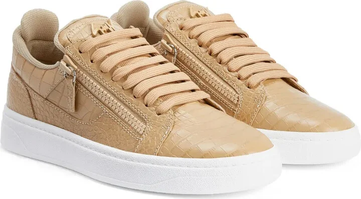 Crocodile-Effect Leather Sneakers - Image 2