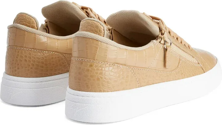 Crocodile-Effect Leather Sneakers - Image 3