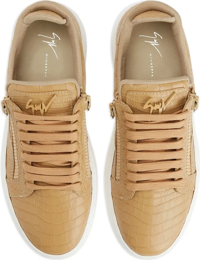 Crocodile-Effect Leather Sneakers - Image 4