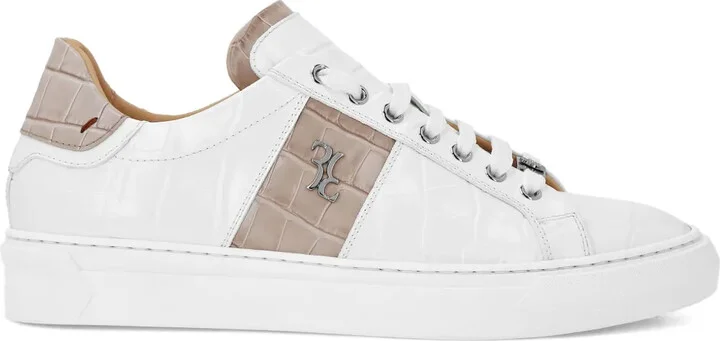 Crocodile-Effect Leather Sneakers