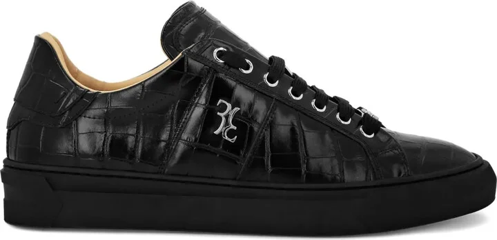 Crocodile-Effect Leather Sneakers