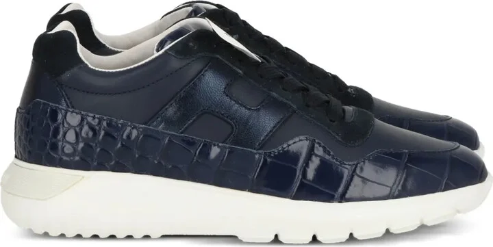 Crocodile-Effect Leather Sneakers