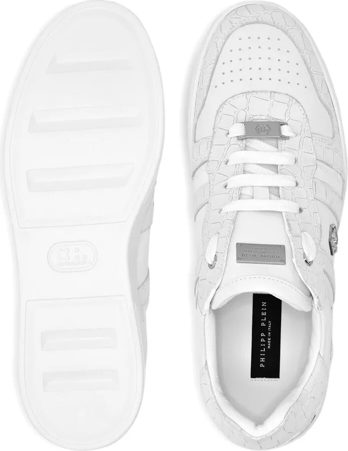 Crocodile-Effect Leather Trainers - Image 3