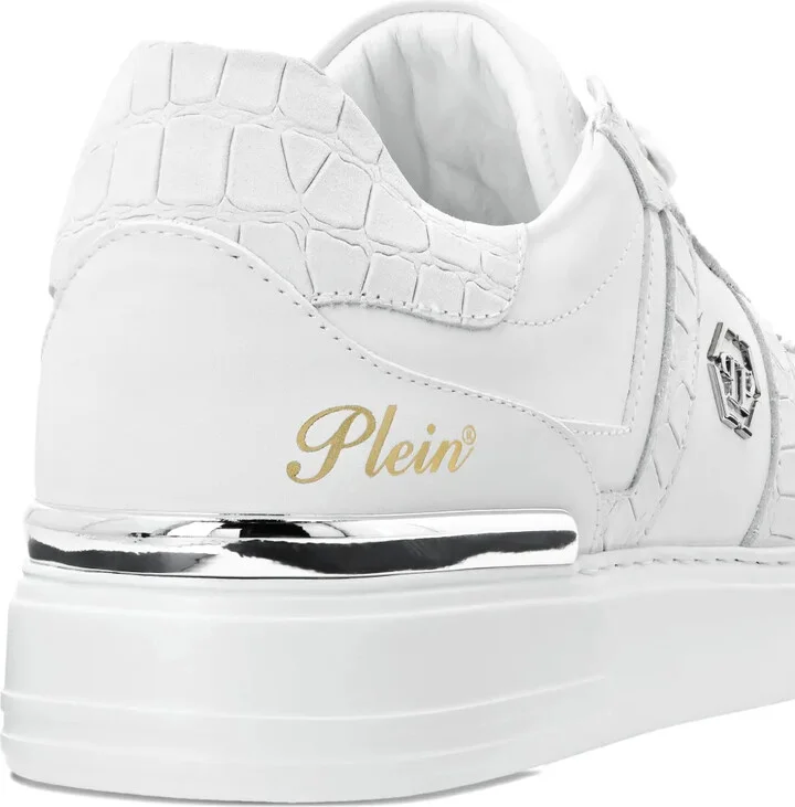 Crocodile-Effect Leather Trainers - Image 4