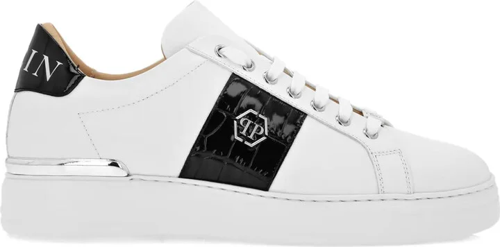 Crocodile-Effect Panelled Sneakers