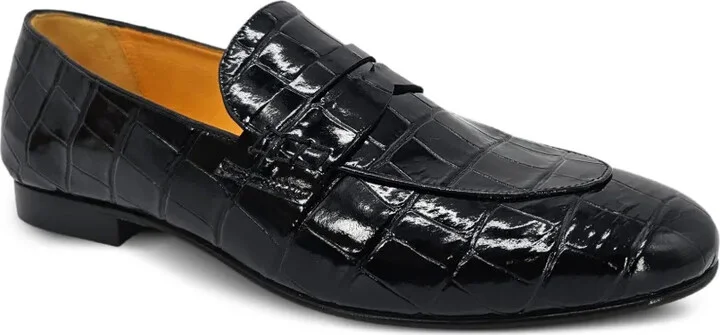 Crocodile-Effect Penny Loafers - Image 2