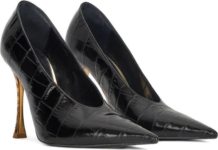 Crocodile-Effect Pointed-Toe Pumps - Image 2