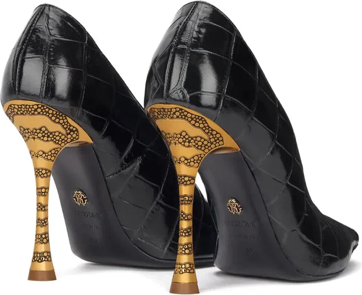 Crocodile-Effect Pointed-Toe Pumps - Image 4