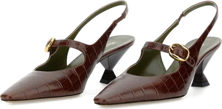 Crocodile-Effect Slingback Pumps - Image 2