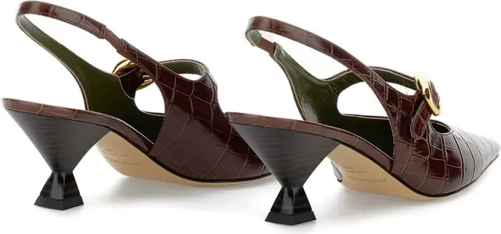 Crocodile-Effect Slingback Pumps - Image 3