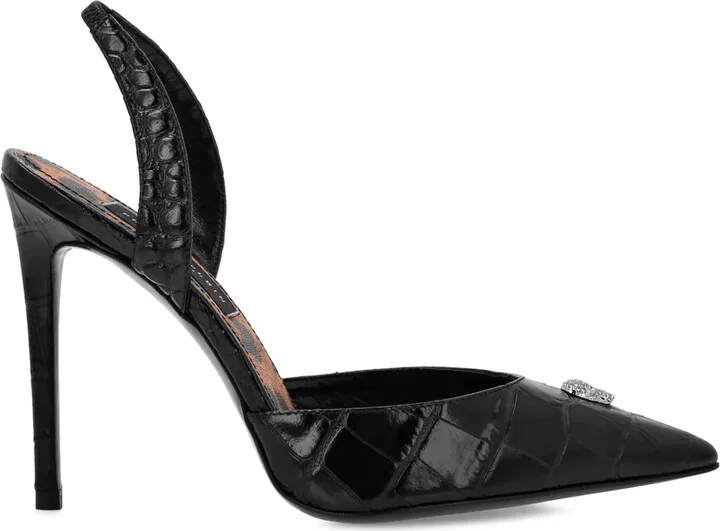 Crocodile Effect Slingback Pumps