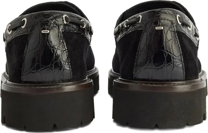Crocodile-Effect Suede Lace-Up Boat Shoes - Image 2
