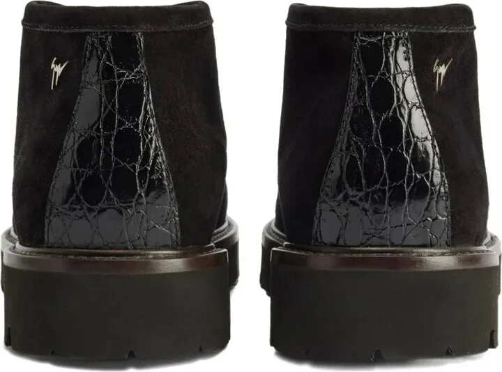 Crocodile-Effect Suede Lace-Up Shoes - Image 2