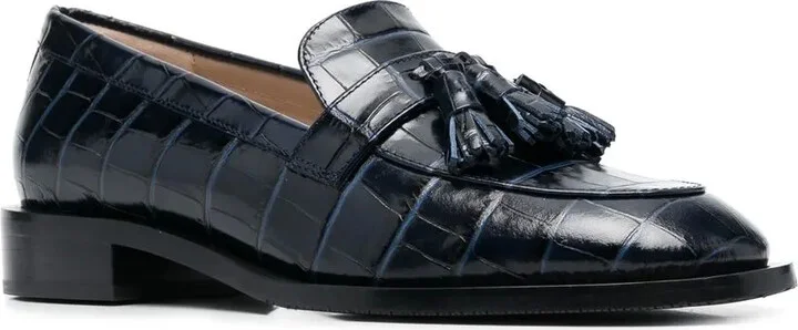 Crocodile-Effect Tasseled Loafers - Image 2