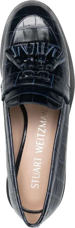 Crocodile-Effect Tasseled Loafers - Image 4