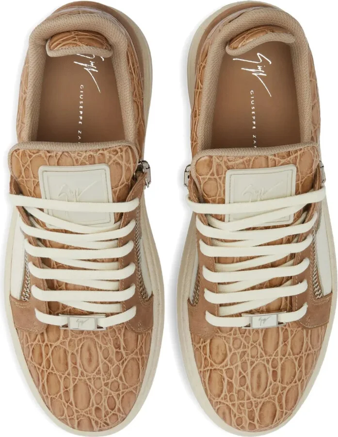 Crocodile-Effect Zip Low-Top Sneakers - Image 3