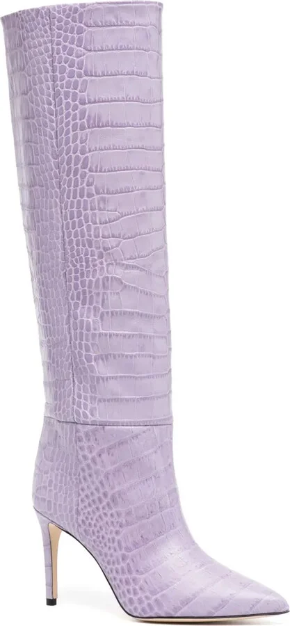Crocodile-Embossed 100mm Leather Boots - Image 2