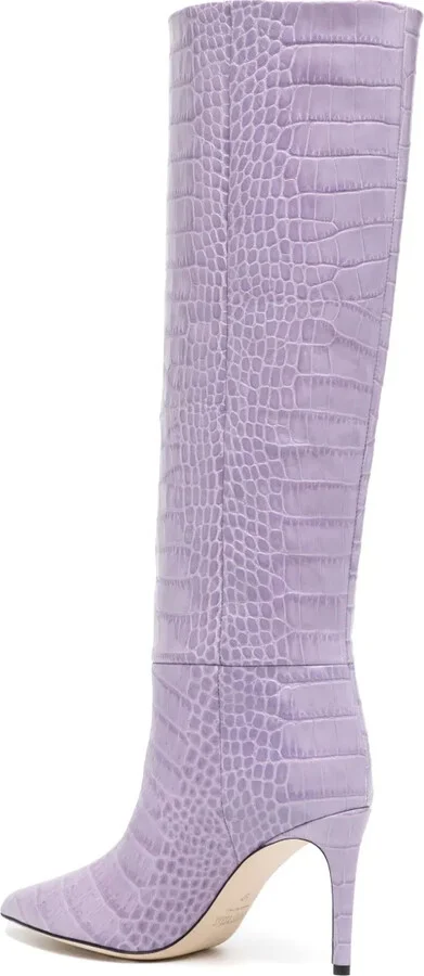 Crocodile-Embossed 100mm Leather Boots - Image 3