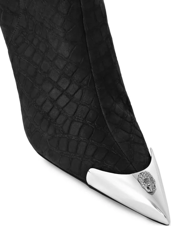Crocodile-Embossed Ankle Boots - Image 4