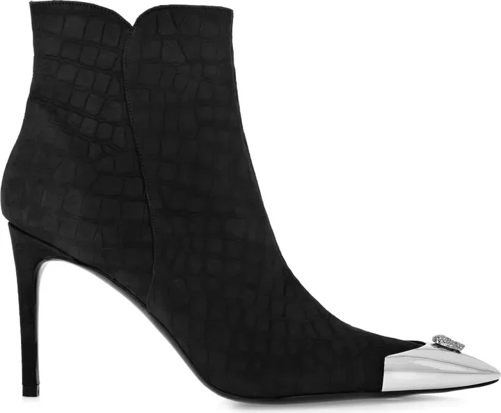 Crocodile-Embossed Ankle Boots