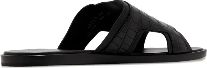 Crocodile-Embossed Buckle-Detail Sandals - Image 4