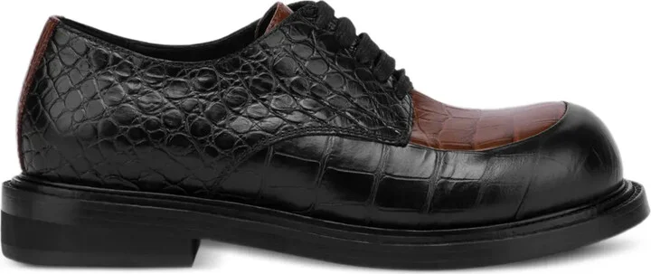 crocodile-embossed Derby shoes
