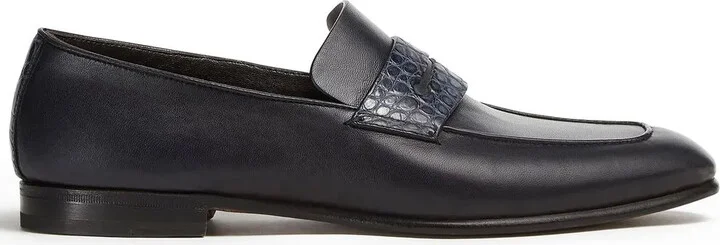 Crocodile-Embossed Detail Loafers