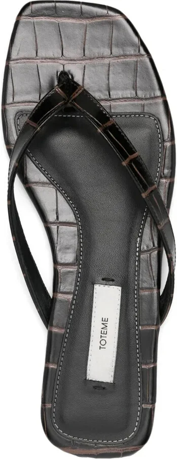 Crocodile-Embossed Flip Flops - Image 4