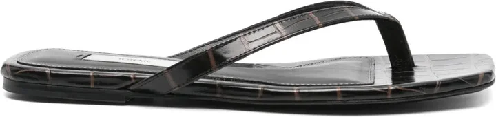 Crocodile-Embossed Flip Flops