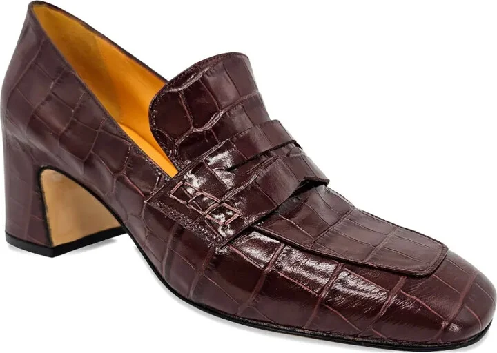 Crocodile-Embossed Heeled Loafers - Image 2