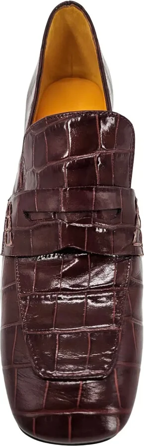 Crocodile-Embossed Heeled Loafers - Image 3