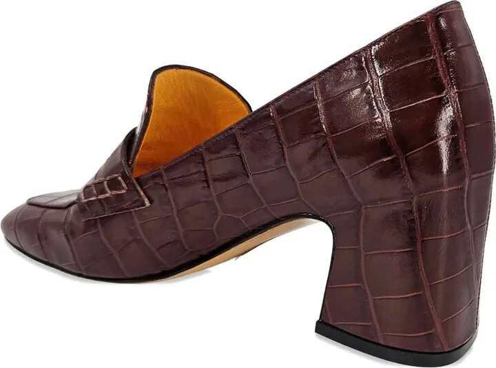 Crocodile-Embossed Heeled Loafers - Image 4