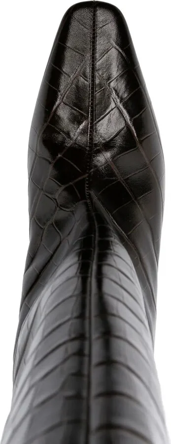 Crocodile-Embossed Knee-High Boots - Image 4