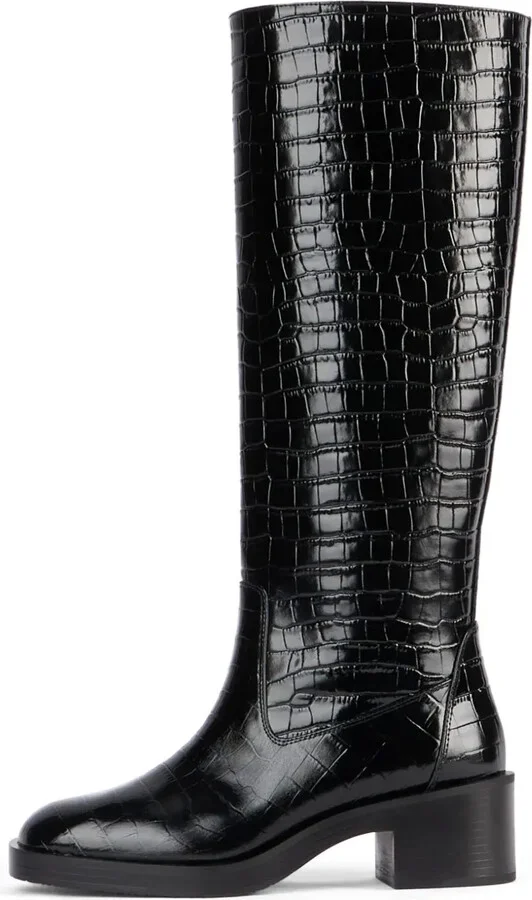 Crocodile-Embossed Leather Boots - Image 3