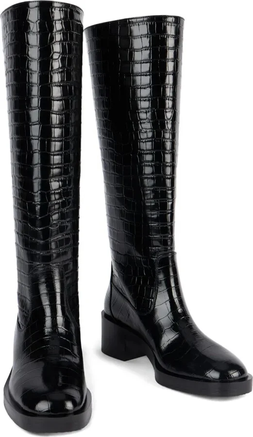 Crocodile-Embossed Leather Boots - Image 4
