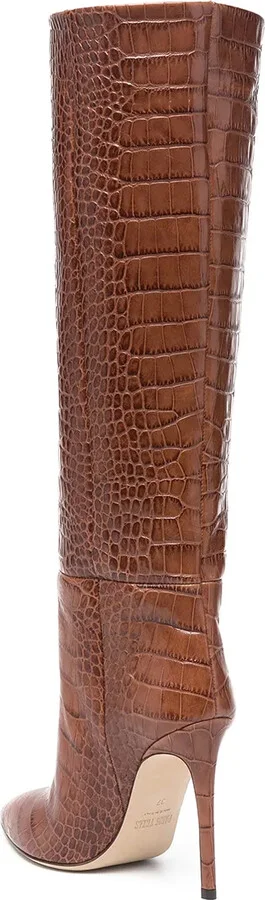 Crocodile-Embossed Leather Boots - Image 3