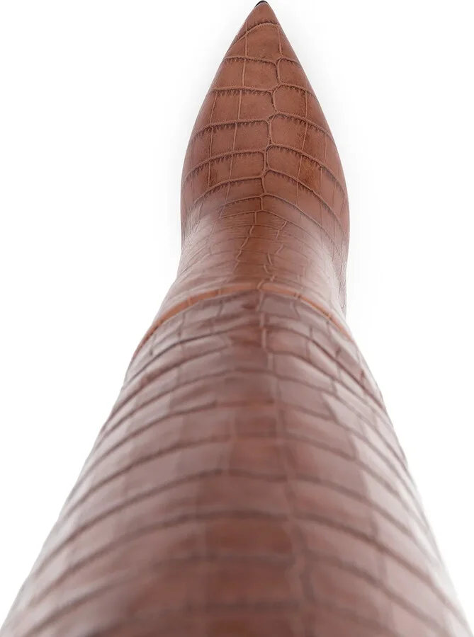 Crocodile-Embossed Leather Boots - Image 4
