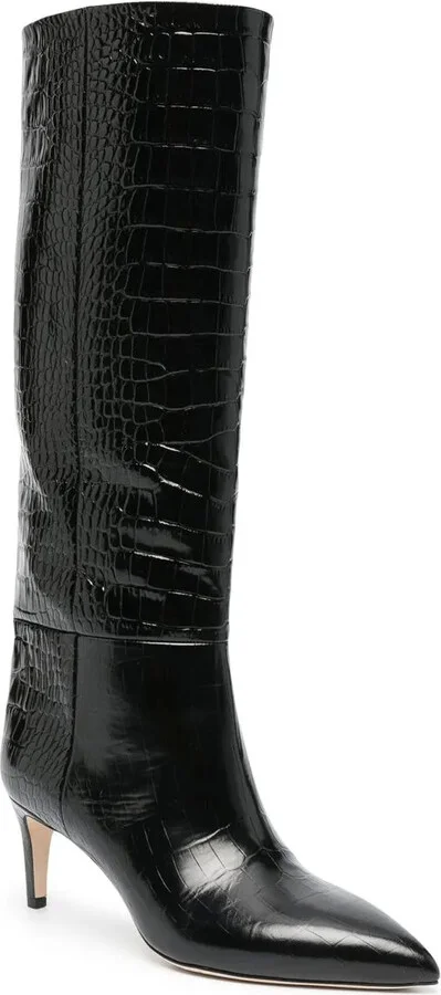 Crocodile-Embossed Leather Boots - Image 2