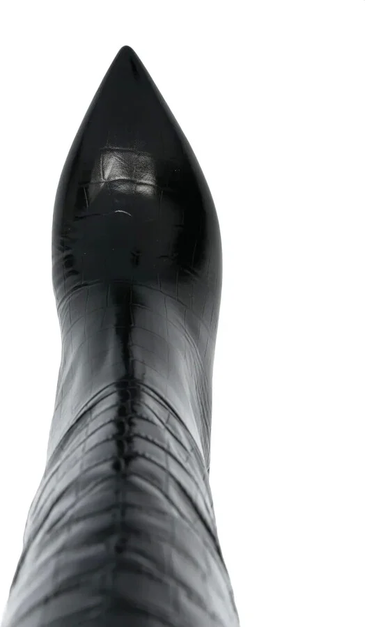 Crocodile-Embossed Leather Boots - Image 4