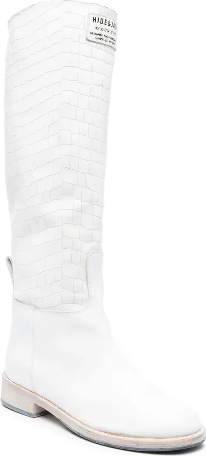 Crocodile-Embossed Leather Boots - Image 2