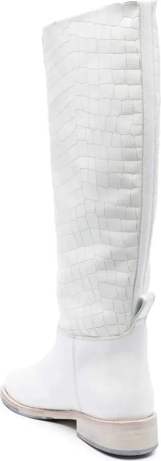Crocodile-Embossed Leather Boots - Image 3