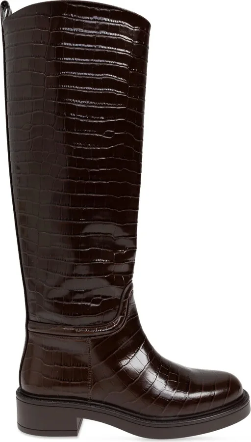 Crocodile-Embossed Leather Boots