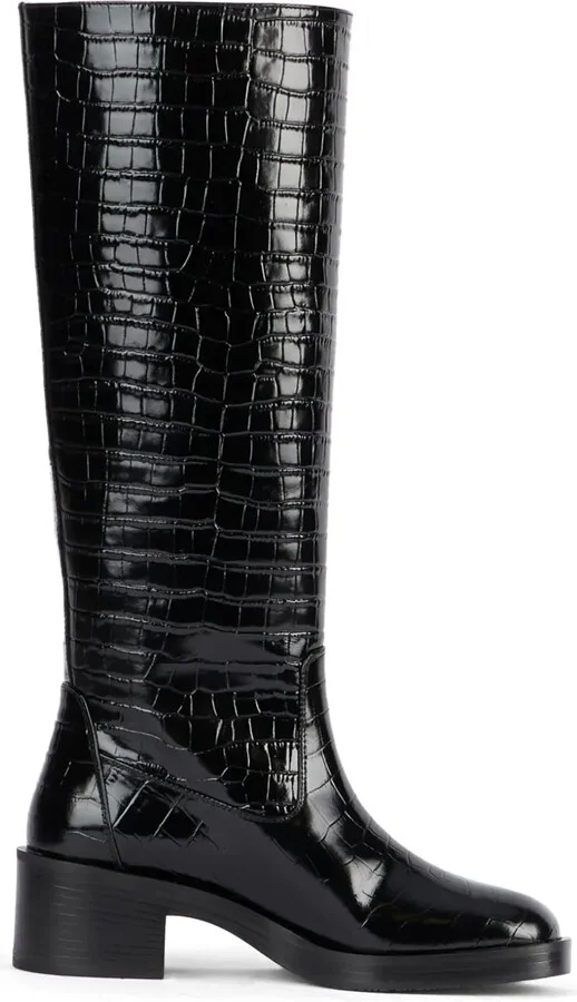 Crocodile-Embossed Leather Boots