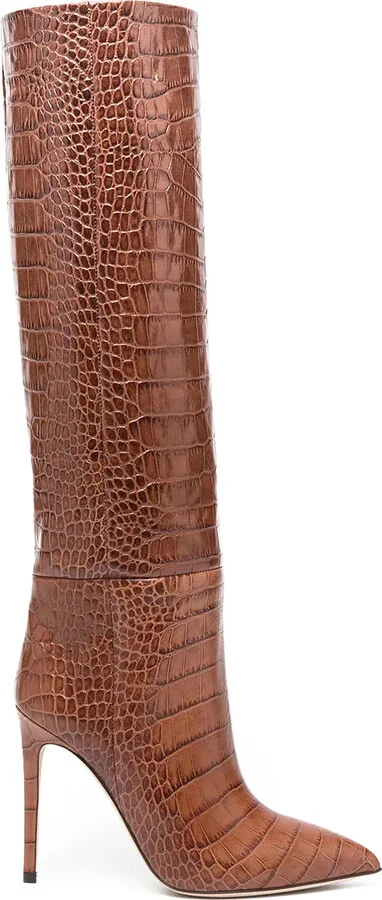 Crocodile-Embossed Leather Boots