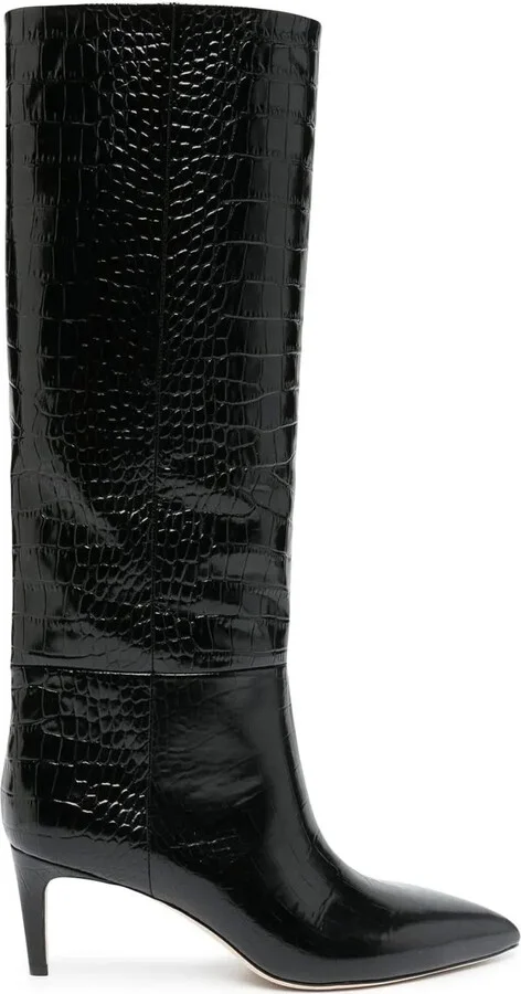 Crocodile-Embossed Leather Boots
