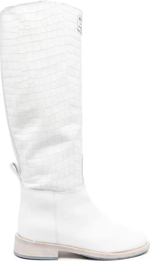 Crocodile-Embossed Leather Boots